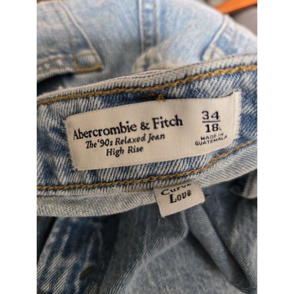New Abercrombie Fitch Jeans  34/18L  Distressed 90s Relaxed High Rise Curve Love - Picture 10 of 12